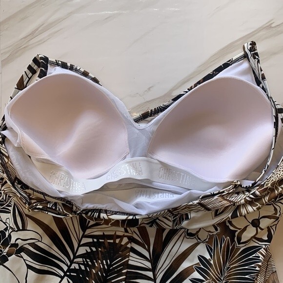 NWOT Christina | Skirted One Piece Swimsuit Floral Brown White 24W - Picture 5 of 7